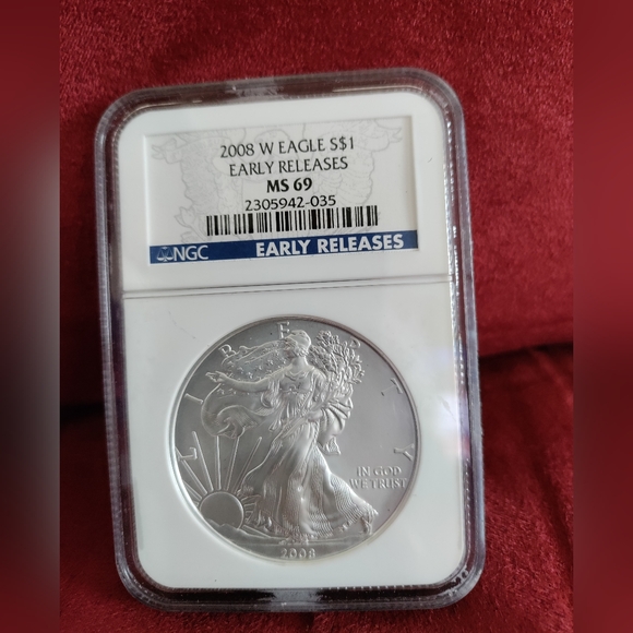Tools.Very Nice 2008w$ 1 Silver Eagle .Blue Label E.Rngc...
